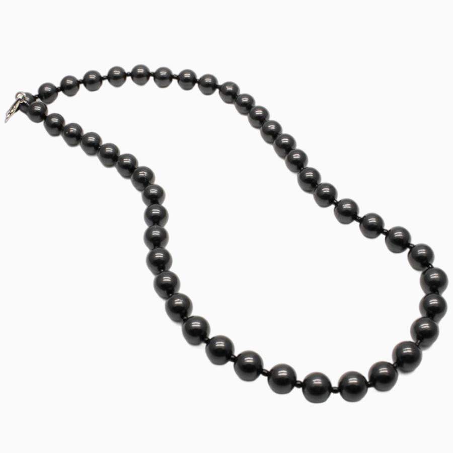 シュンガイト ネックレス 50cm 9mm丸型ビーズ48個 シードビーズ チェーン留め金 付き ロシア カレリア共和国産 ペンダント 電磁波 防止 本物 原石 さざれ石 |  | 03