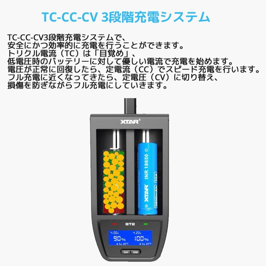 XTAR（エクスター） ST2 14500 18650 対応 リチウムイオン 充電器 充電