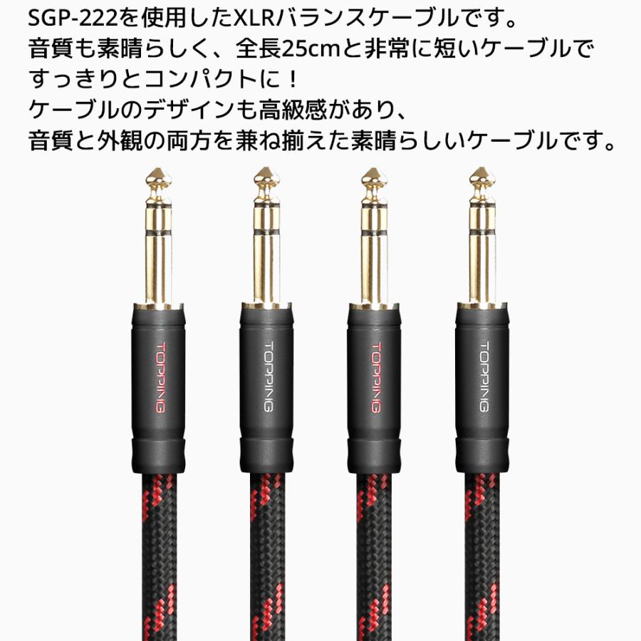 Topping TRS - TRS ケーブル 25cm 2本セット TCT1-25 トッピング バランスケーブル 6N単結晶銅 SGP-222 コンボ 端子 0.25m | TOPPING | 01