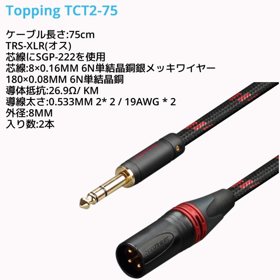 Topping TRS-XLRオス バランスケーブル 75cm 2本セット トッピング 端子 バランス ライン フォーン ケーブル アンプ DAC ダック ヘッドホンアンプ 接続 高音質 |  | 02