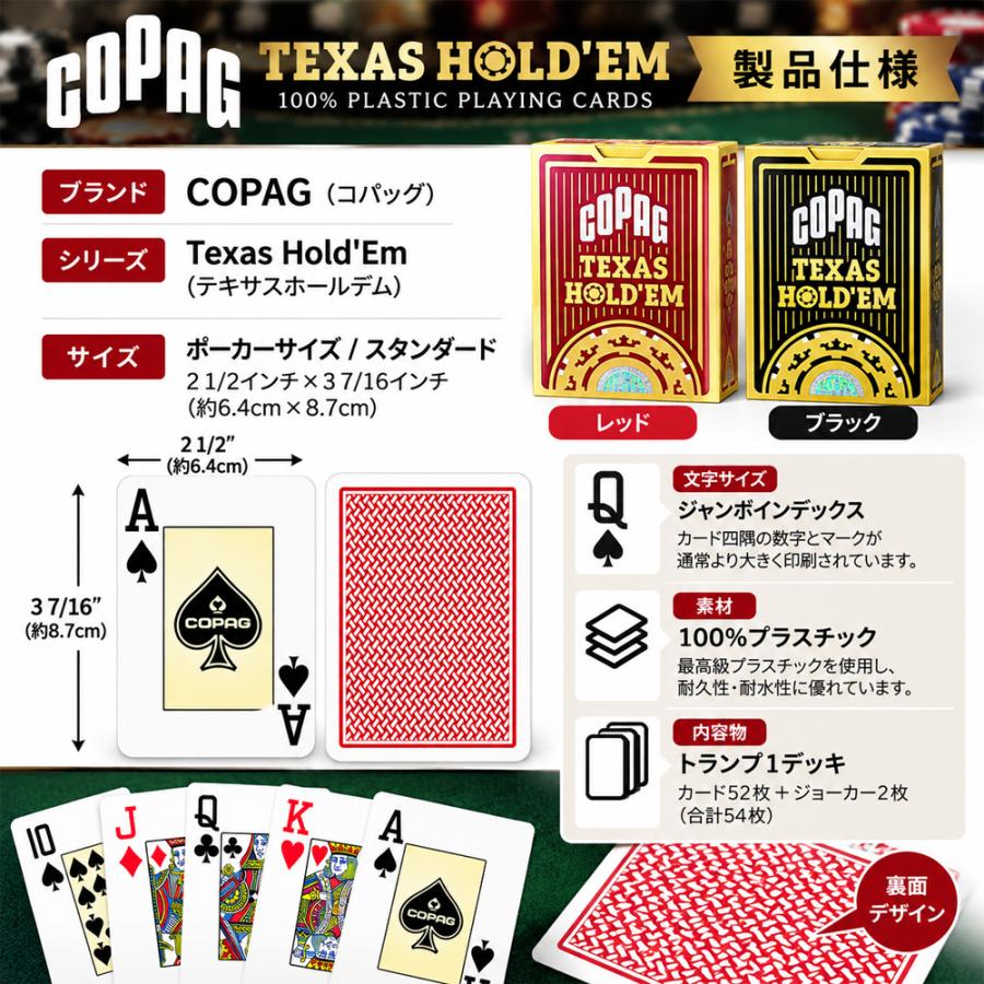 トランプ COPAG コパッグ 100%プラスチック ポーカーサイズ テキサス
