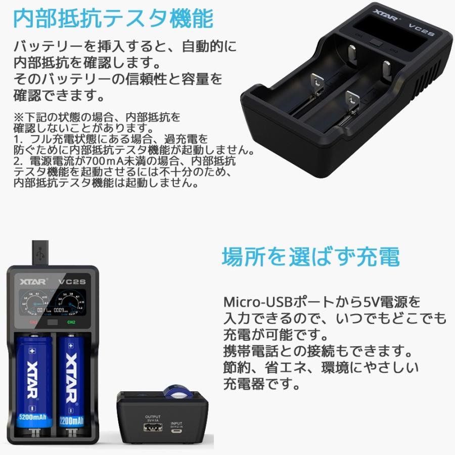 XTAR（エクスター） VC2S リチウムイオン 充電器 2スロット Micro-USB