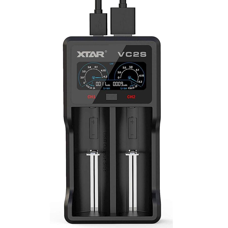 XTAR（エクスター） VC2S リチウムイオン 充電器 2スロット Micro-USB