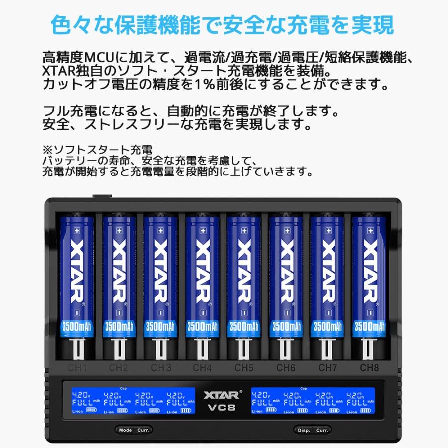 XTAR エクスター VC8 8スロット リチウムイオン IMR INR ICR NI-MH Ni-CD ニッケル水素電池 充電器 過放電解除 | XTAR | 10