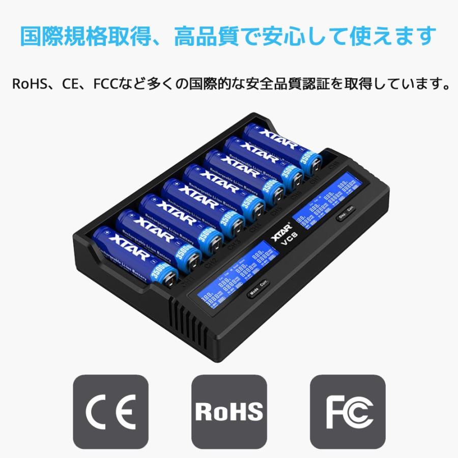 XTAR エクスター VC8 8スロット リチウムイオン IMR INR ICR NI-MH Ni-CD ニッケル水素電池 充電器 過放電解除 | XTAR | 15