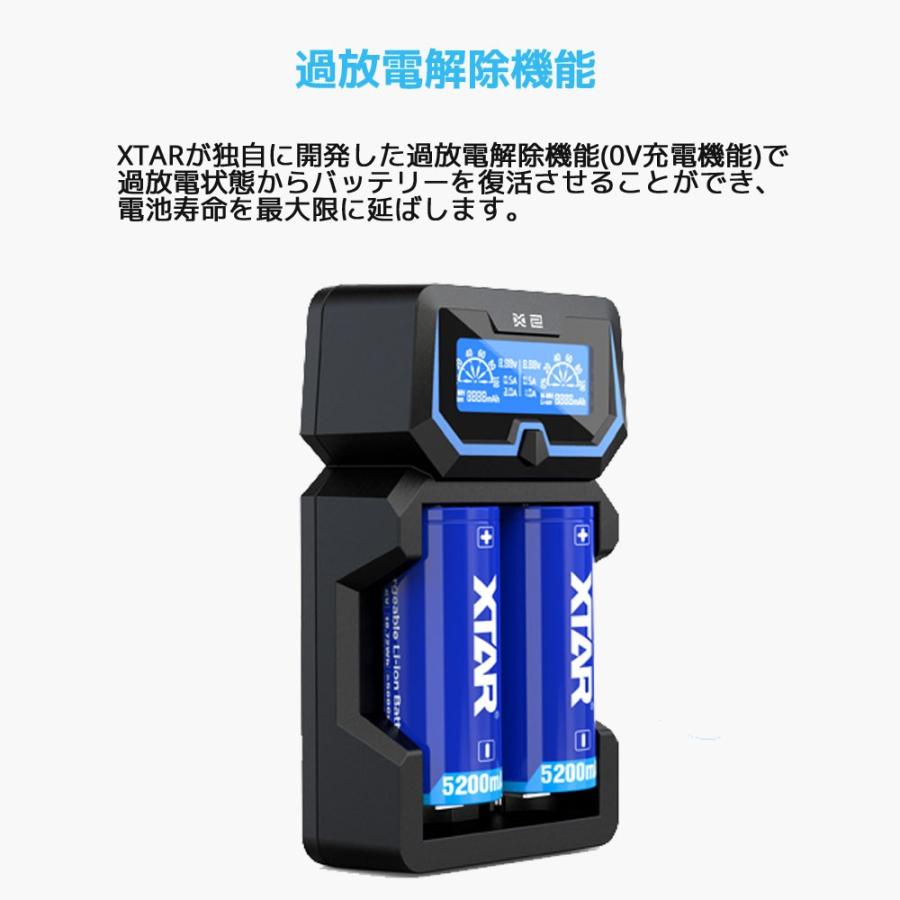 XTAR エクスター X2 14500 18650 対応 リチウムイオン 充電器 充電情報表示機能 ディスプレイ付き 2スロット 高速 急速 | XTAR | 06