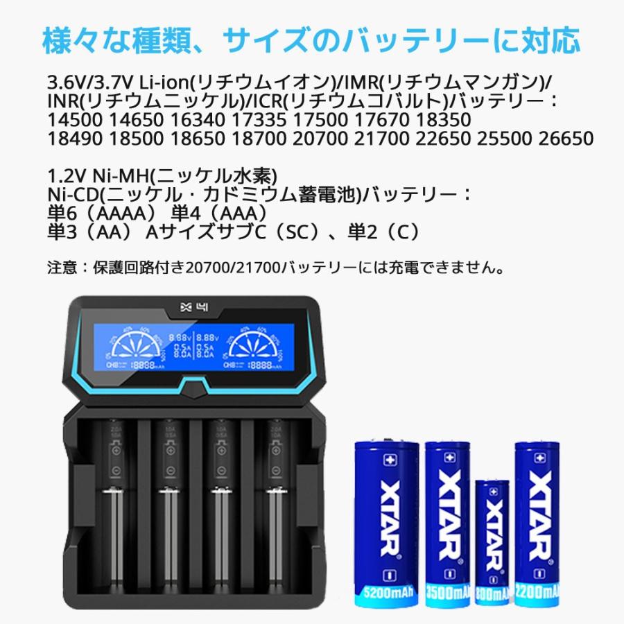 XTAR エクスター X4 14500 18650 対応 リチウムイオン 充電器 充電情報表示機能 ディスプレイ付き 4スロット 高速 急速 | XTAR | 02