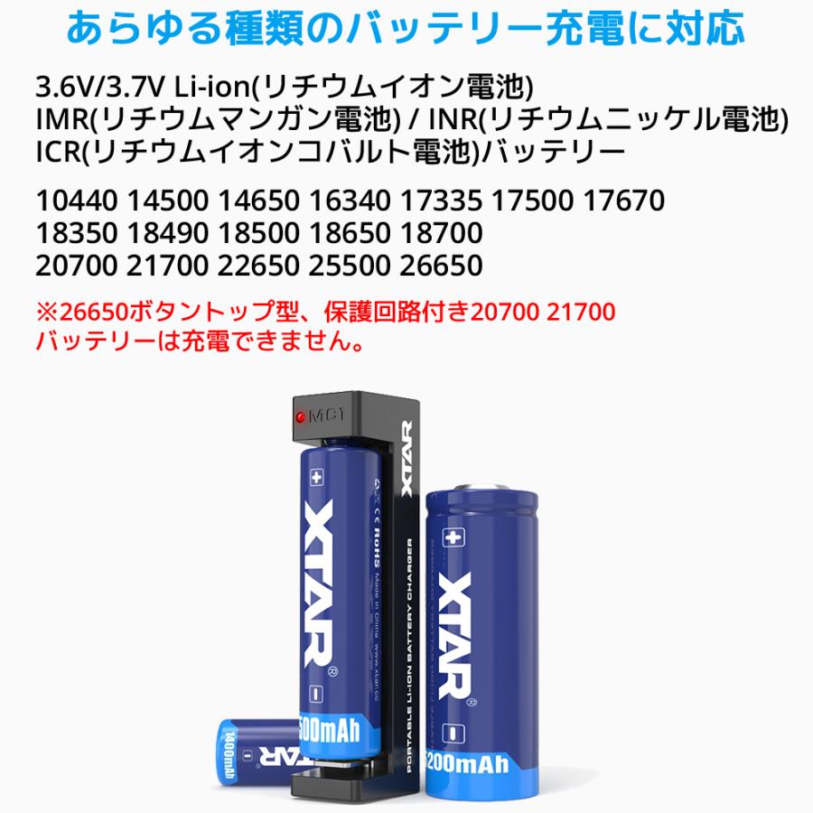 XTAR エクスター MC1 USB-C 入力 18650 リチウムイオン電池 充電器 高速 急速 USB Li-ion IMR INR ICR 電池 バッテリー |  | 03