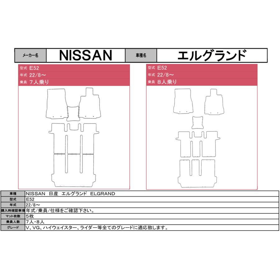 エルグランド E52 H22/8〜 フロアマット エクセレントタイプ1台分