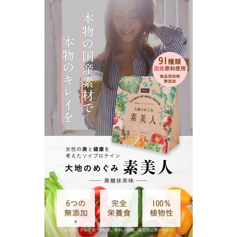 ソイプロテイン 黒糖抹茶味 500g 国産 無添加  プロテイン 完全食 タンパク質 抹茶 スーパーフード 人工甘味料不使用 40代 50代 大地のめぐみ素美人 | Orga Life | 01