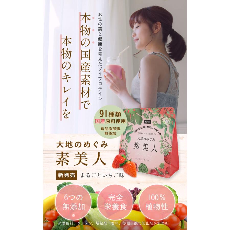 Orga Life ソイプロテイン まるごといちご味 大地のめぐみ素美人 750g