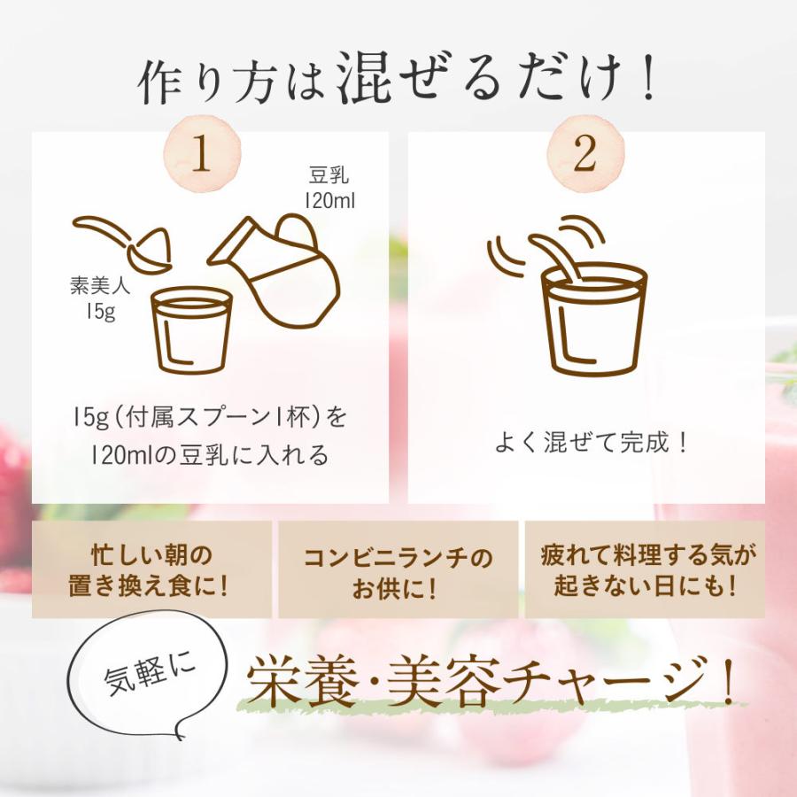 ソイプロテイン まるごといちご味 大地のめぐみ素美人 750g 国産 無添加 女性 タンパク質 完全食 完全栄養食 タンパク質 スーパーフード 送料無料 | Orga Life | 15