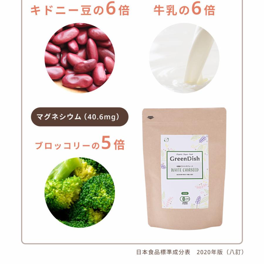 ホワイトチアシード 無農薬 無添加 200g オーガニック 有機 JAS認定 オメガ3 スーパーフード 健康食品 美容 サプリ 食べ物 簡単 栄養 レシピ 食品 サルバチア | Orga Life | 06
