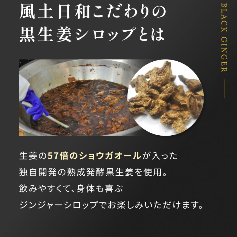 ジンジャーシロップ 国産 無添加 ショウガオール57倍の熟成発酵黒生姜使用 温活 生姜シロップ 白砂糖不使用 保存料 香料未使用 宮崎県産 送料無料 | 風土日和 | 04