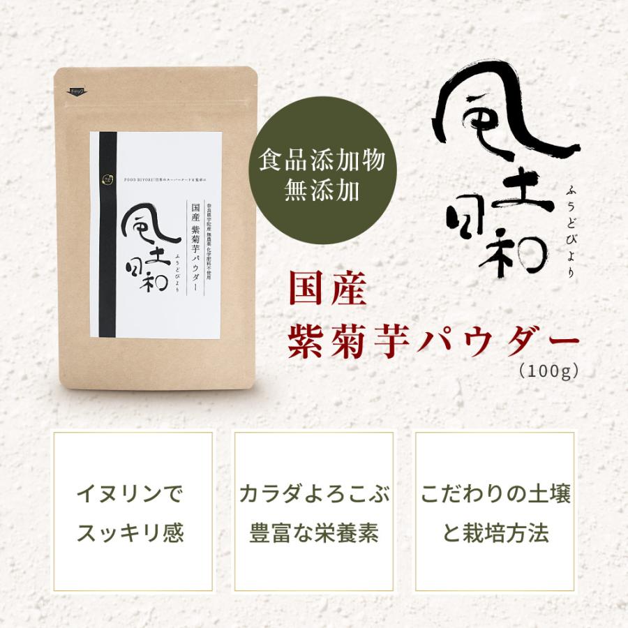 菊芋パウダー 国産 無農薬 紫菊芋 風土日和 100g 無添加 イヌリン 糖質 粉末 レシピ 不飽和脂肪酸 ポリフェノール スーパーフード ミネラル 送料無料 | Orga Life | 20