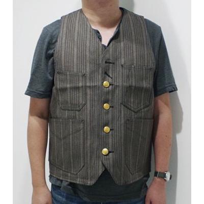 Dappers ストライプ ベスト サイズ38 ネイビー ダッパーズ オールドブラウンコバートストライプ レイルロード ワーク