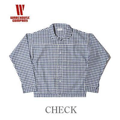 WAREHOUSE Indigo Check ラウンドカラー ブルゾン　2166 WAREHOUSE（ウエアハウス） インディゴ チーズ染色 チェック ラウンド
