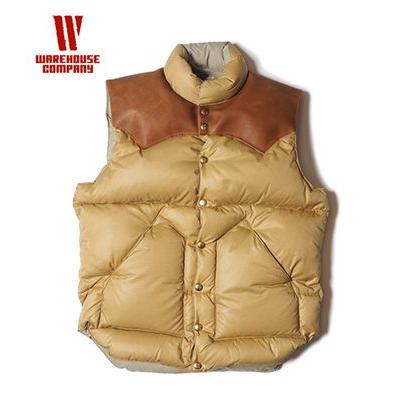 ウエアハウス レザーヨーク ナイロンダウンベスト WAREHOUSE Rocky Mountain RIP STOP NYLON DOWN VEST 2197｜organweb｜02