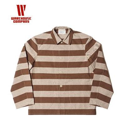 ウエアハウス 硫化先染セルヴィッチダックストライプ プリズナージャケット WAREHOUSE BROWN PRISONER JACKET 7605 2215｜organweb｜03