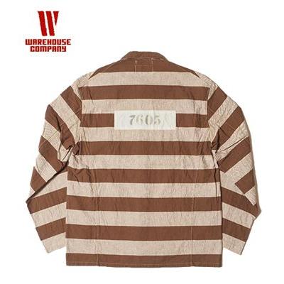 ウエアハウス 硫化先染セルヴィッチダックストライプ プリズナージャケット WAREHOUSE BROWN PRISONER JACKET 7605 2215｜organweb｜05