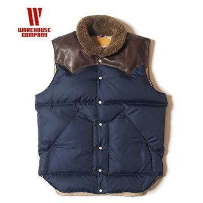 WAREHOUSE ウエアハウス レザーダウンベスト 襟ボア Lサイズ WAREHOUSE ウエアハウス レザーダウンベスト 襟ボア Lサイズ WAREHOUSE