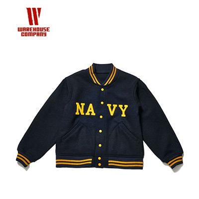 【新品】ウエアハウス 1950'S NAVY VARSITY JACKET新作 WAREHOUSE（ウエアハウス） ヴィンテージメルトン スタジャン ヴァ