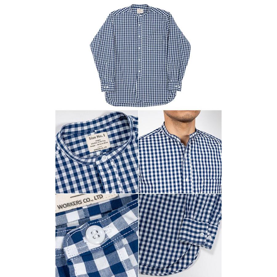 WORKERS ワーカーズ 長袖 ポプリン バンドカラーシャツ Band Collar 