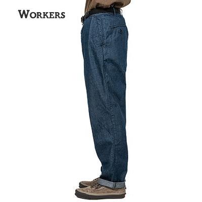 ワーカーズ 8oz.インディゴ硫化染めデニム トラウザーズ RLフィット Indigo Surfer Denim WORKERS Officer Trousers RL Fit 24s-4-otrlf-de｜organweb｜06