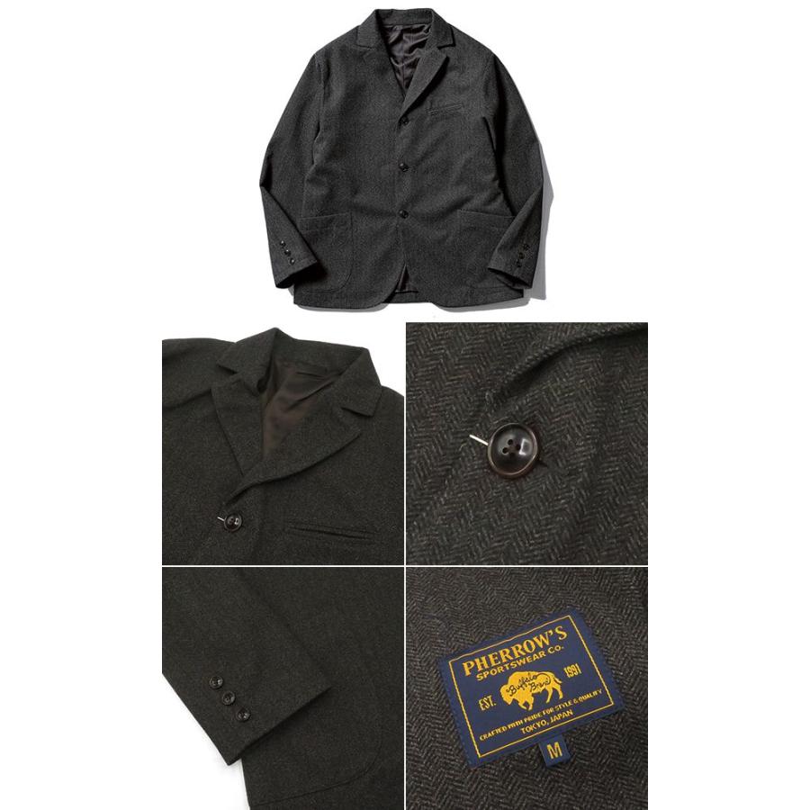 PHERROW'S フェローズ ヘリンボーン テーラードジャケット セットアップ Pherrow's（フェローズ） ヘリンボーン テーラードジャケット ウール調