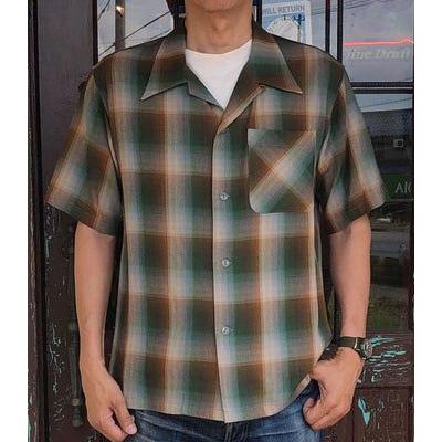 CUSHMAN（クッシュマン） 半袖 オンブレ―チェック オープンカラー