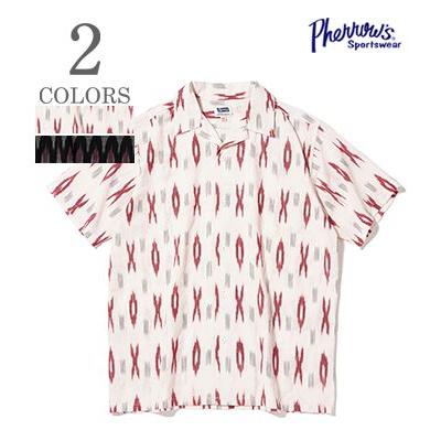 Pherrow's（フェローズ） 半袖 イカット 絣 オープンカラーシャツ