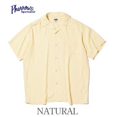 Pherrow's（フェローズ） 半袖 レーヨン縮緬 オープンカラーシャツ