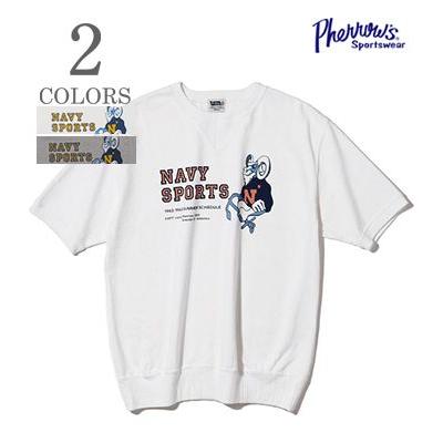 PHERROWS フェローズ 半袖|両Vガゼット|カットソー『両V針抜きリブSST NAVY SPORTS』【アメカジ・ミリタリー】25S-PVGT2 Pherrow's（フェローズ） 半袖 両Vガゼット カットソー 両V針抜きリブ