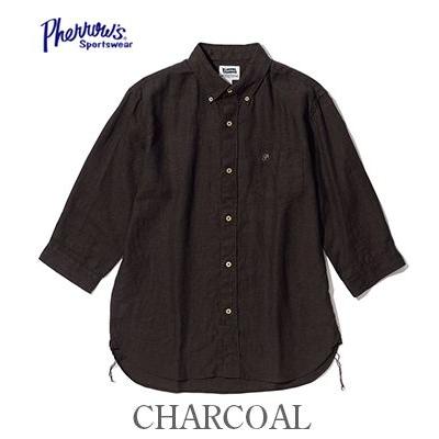 Pherrow's（フェローズ） 七分袖 フレンチリネン ボタンダウンシャツ