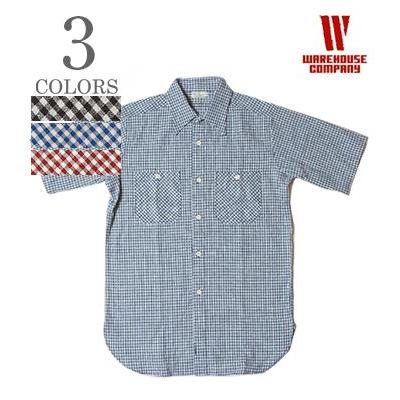 WAREHOUSE（ウエアハウス） 半袖 コットンリネン ギンガムチェック