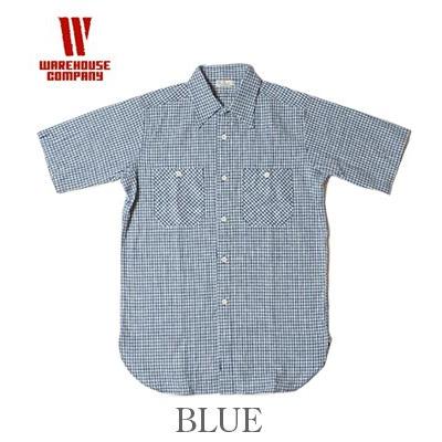 ウェアハウス.半袖シャツ WAREHOUSE（ウエアハウス） 半袖 コットンリネン ギンガムチェック