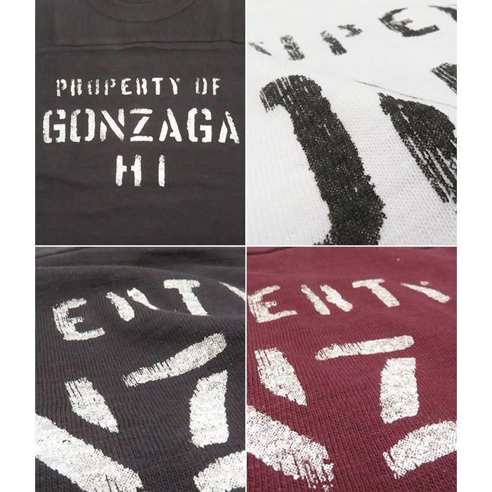 WAREHOUSE ウエアハウス 七分袖|粗挽きスラブ糸シャドーボーダー|フットボールTEE『GONZAGA FOOTBALL TEE』【アメカジ・カレッジ】4063-GONZAGA WAREHOUSE（ウエアハウス） 七分袖 粗挽きスラブ糸シャドーボーダー