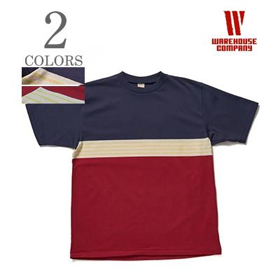 WAREHOUSE（ウエアハウス） 半袖 18番単糸 パネルボーダーTシャツ