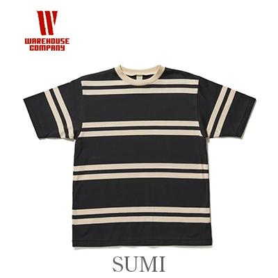 WAREHOUSE（ウエアハウス） 半袖 30番双糸 ランダムボーダーTシャツ