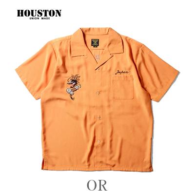 HOUSTON（ヒューストン） 半袖 袖龍 虎柄 ポリエステル レーヨン