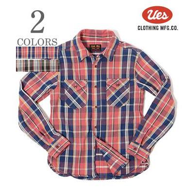 UES チェック柄ネルシャツ サイズ③ UES Ues メンズ 長袖ウエスタンネルシャツ チェック柄 ブルー系