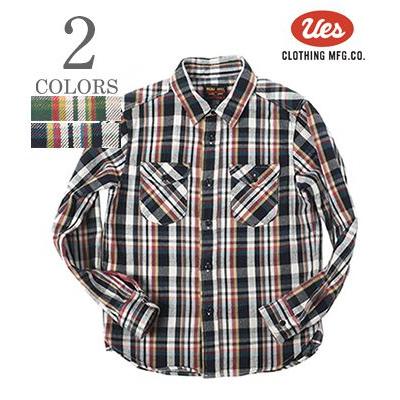 UES（ウエス） 長袖 チェックワークシャツ 先染めヘビーネルシャツ