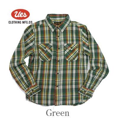UES（ウエス） 長袖 チェックワークシャツ 先染めヘビーネルシャツ