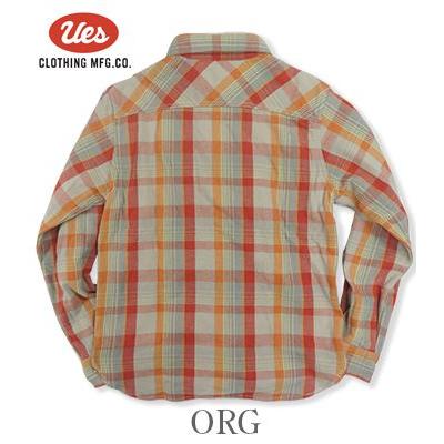 UES（ウエス） 長袖 チェックワークシャツ 先染めヘビーネルシャツ