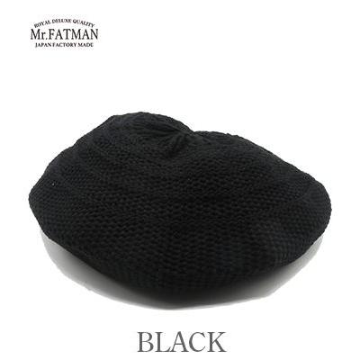 Mr.FATMAN 黒 ベレー帽 Mr.FATMAN ミスターファットマン コットンニット メッシュ編み ベレー