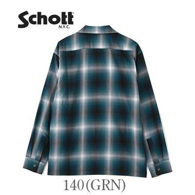 Schott N.Y.C（ショット） 長袖 ンブレ―チェック オープンカラーシャツ
