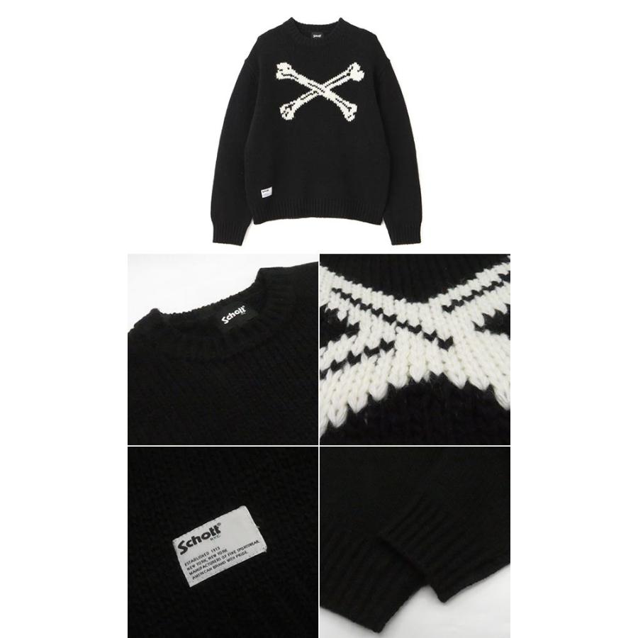Schott N.Y.C（ショット） 長袖 クルーネック セーター Schott CROSS