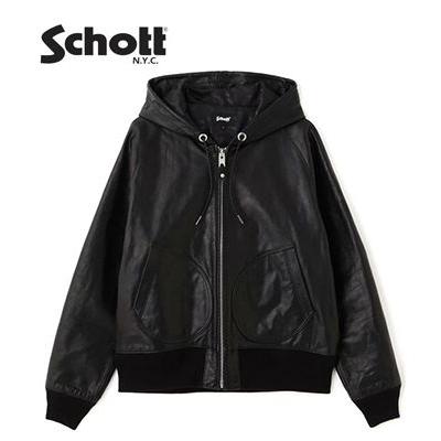 ショット カウレザー ジップパーカー レザージャケット LEATHER HOOED JACKET 782-5950055の画像