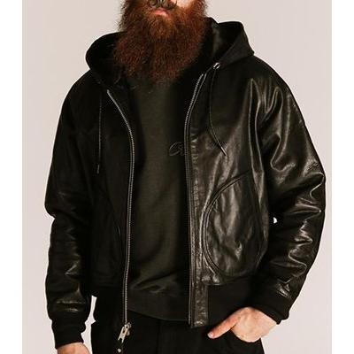 ショット カウレザー ジップパーカー レザージャケット LEATHER HOOED JACKET 782-5950055の画像