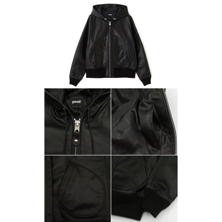 ショット カウレザー ジップパーカー レザージャケット LEATHER HOOED JACKET 782-5950055の画像